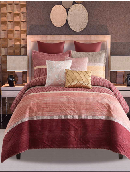 Imagen de Edredon AKUMAL King Size Doble Vista Vino-Amarillo