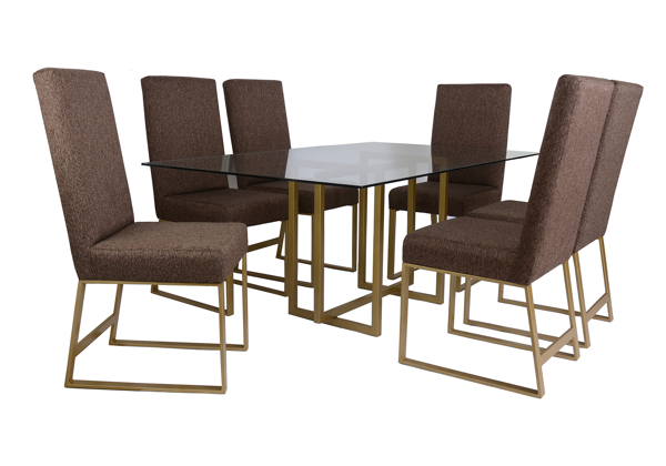 Imagen de Antecomedor tubular Gabrielle 6 sillas oro