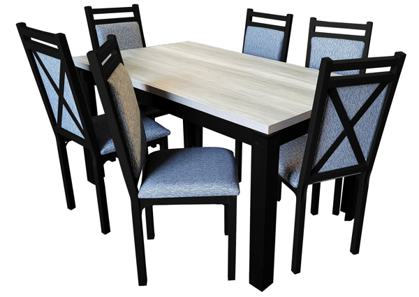 Imagen de Antecomedor tubular Giselle 6 sillas gris/negro