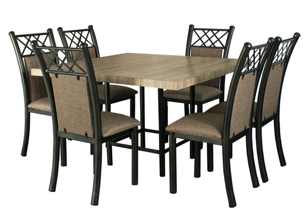 Imagen de Antecomedor tubular Madeline 6 sillas bronce/cafe