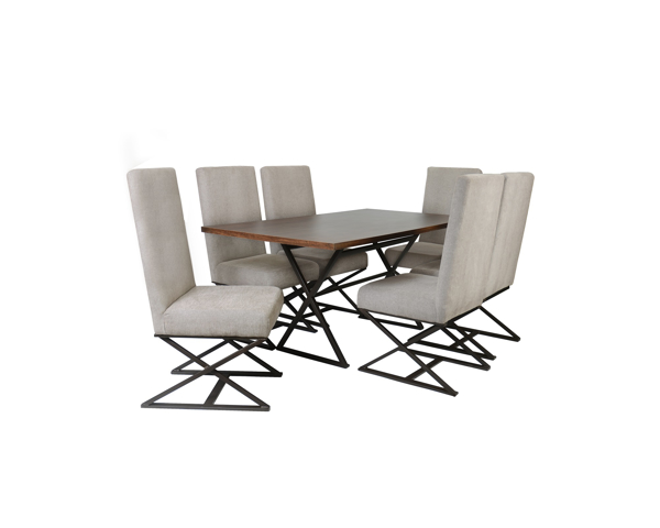 Imagen de Antecomedor tubular Simone 6 sillas bronce