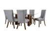 Imagen de Antecomedor Wonder 6 sillas cristal nogal claro