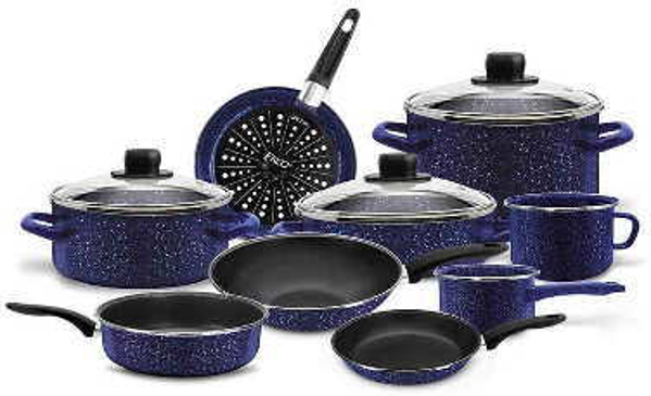 Imagen de Bateria De Cocina Ekco 28855 12 Pzas Olimpia Azul Marino